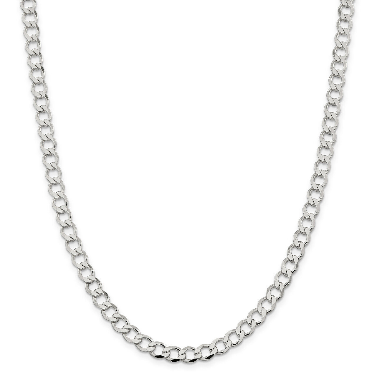 20 Inch 6.4mm Polished Flat Curb Chain Sterling Silver QLFB150-20, MPN: QLFB150-20, 883957939575