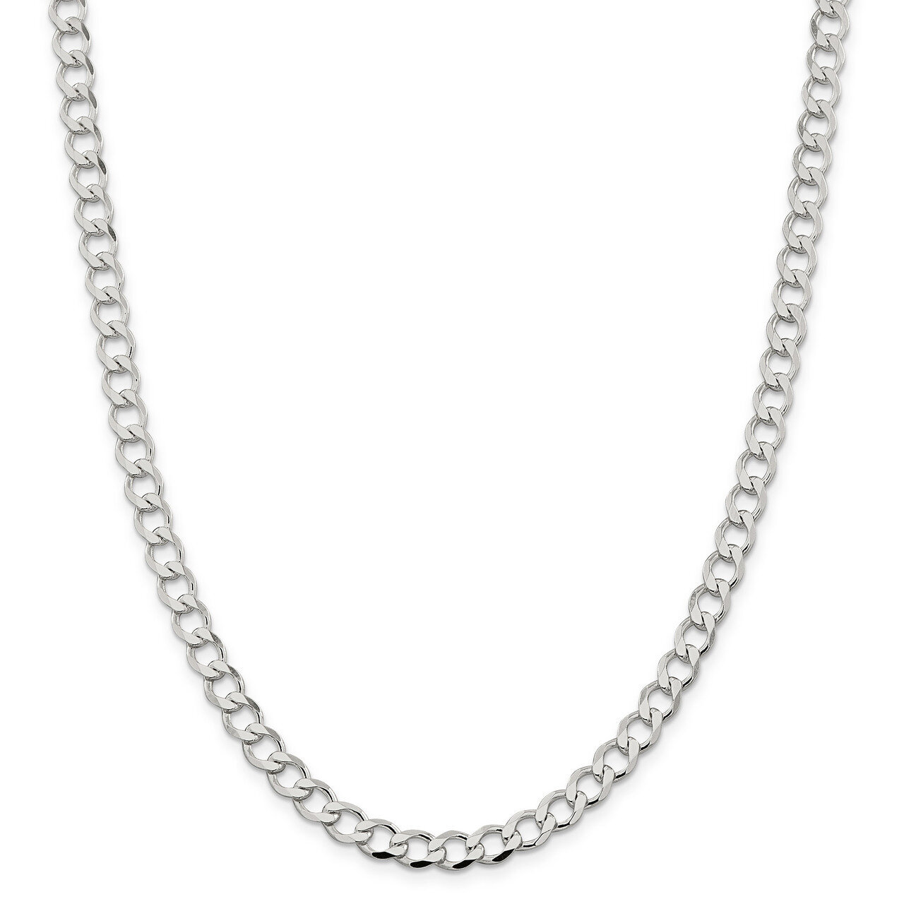 24 Inch 6.4mm Polished Flat Curb Chain Sterling Silver QLFB150-24, MPN: QLFB150-24, 883957906065