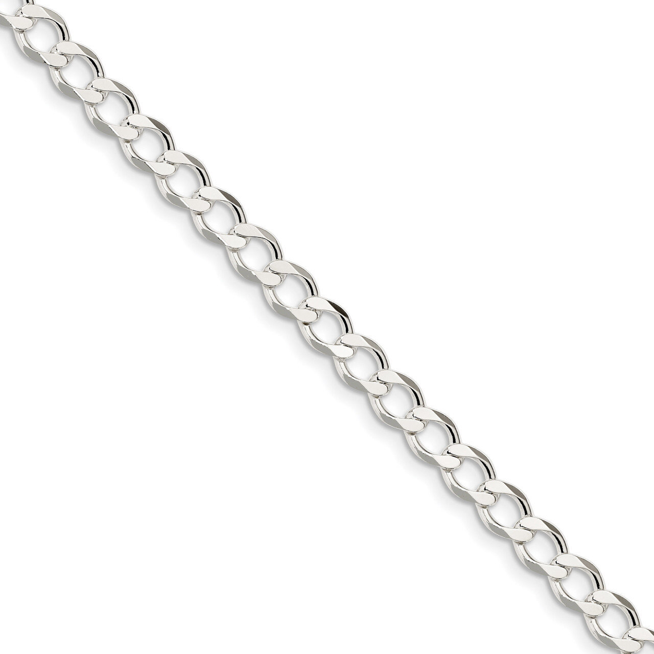 8 Inch 6.4mm Polished Flat Curb Chain Sterling Silver QLFB150-8, MPN: QLFB150-8, 191101394485