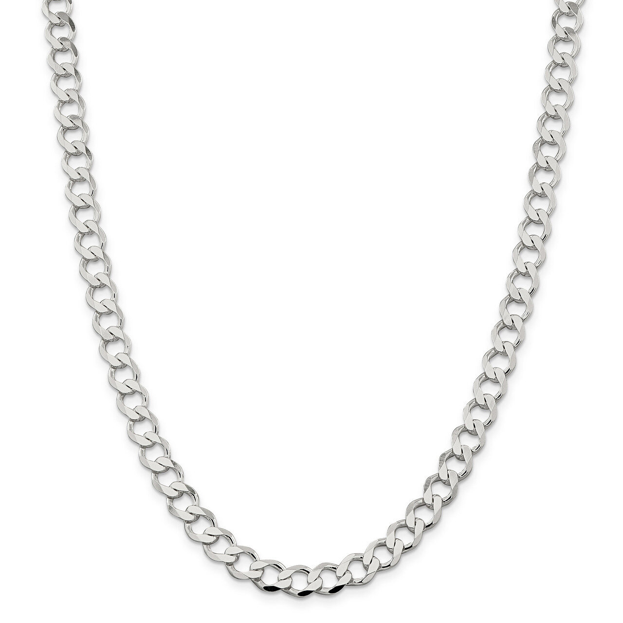 24 Inch 8.1mm Polished Flat Curb Chain Sterling Silver QLFB180-24, MPN: QLFB180-24, 883957933849