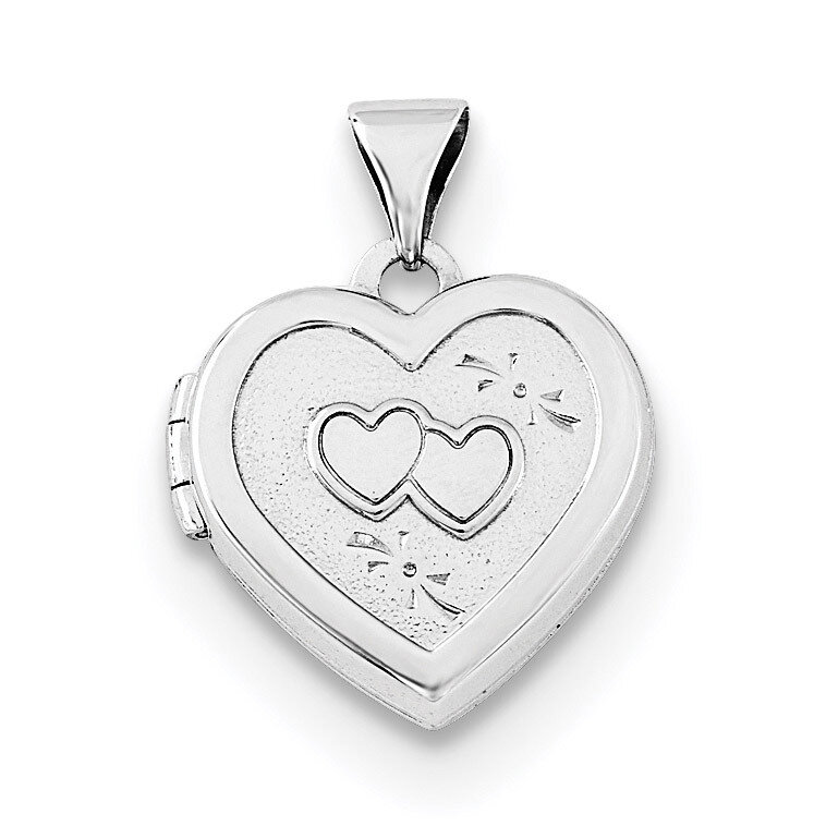 15mm Double Heart on Heart Locket Sterling Silver Rhodium-plated QLS687