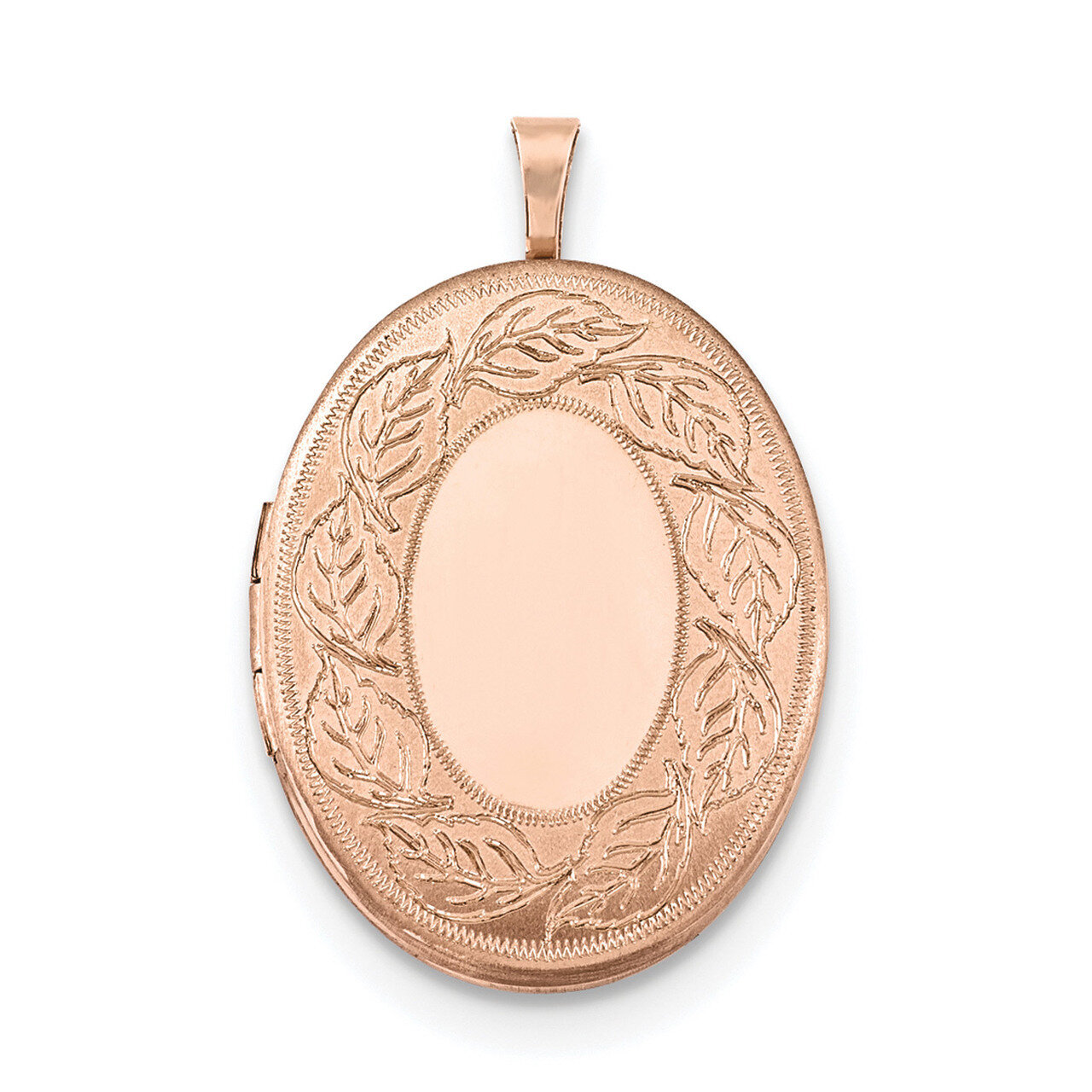 26mm Leaf Border Oval Locket Sterling Silver Rose Gold-plated QLS732, MPN: QLS732, 191101365560