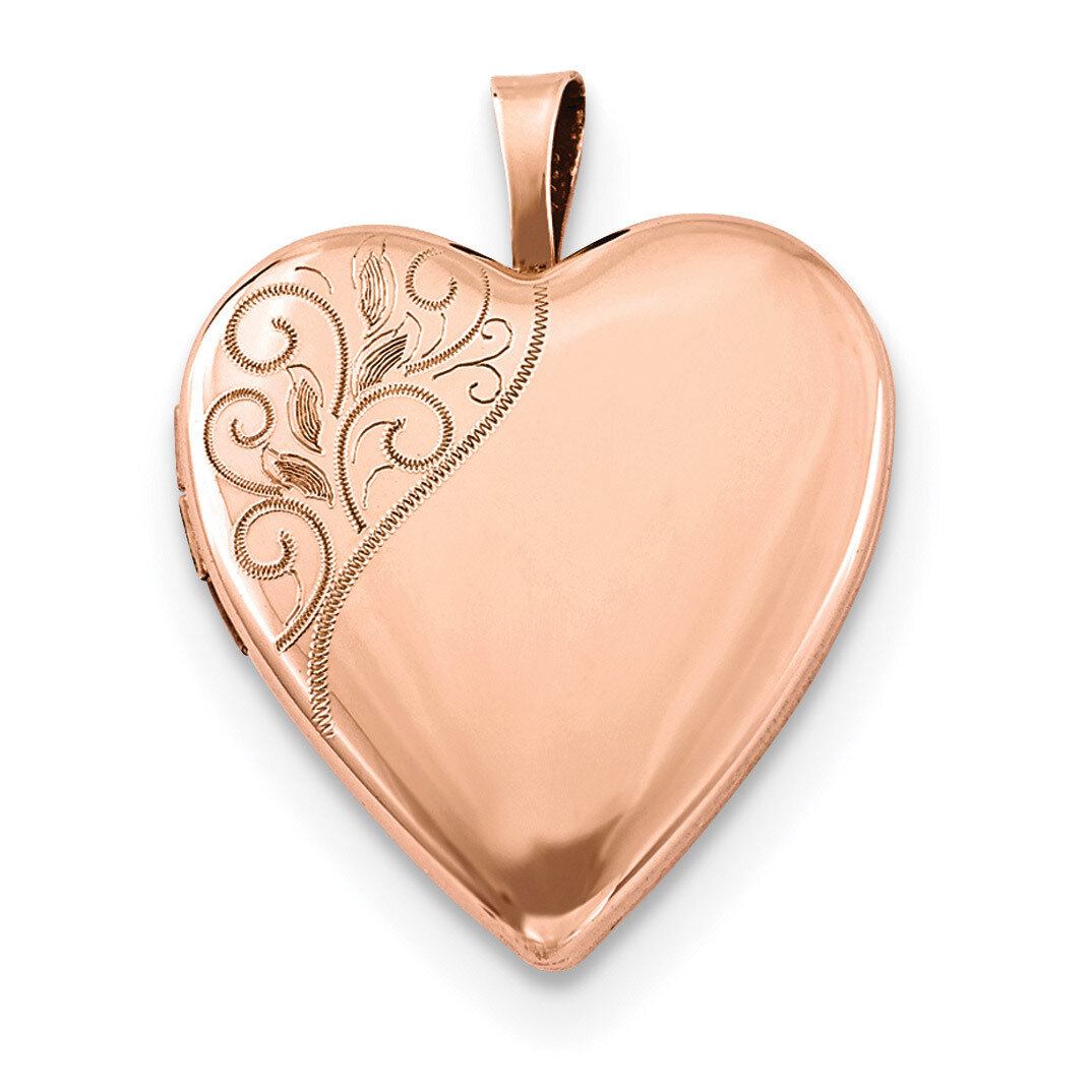 20mm Polished Swirl Heart Locket Sterling Silver Rose Gold-plated QLS745, MPN: QLS745, 191101459696