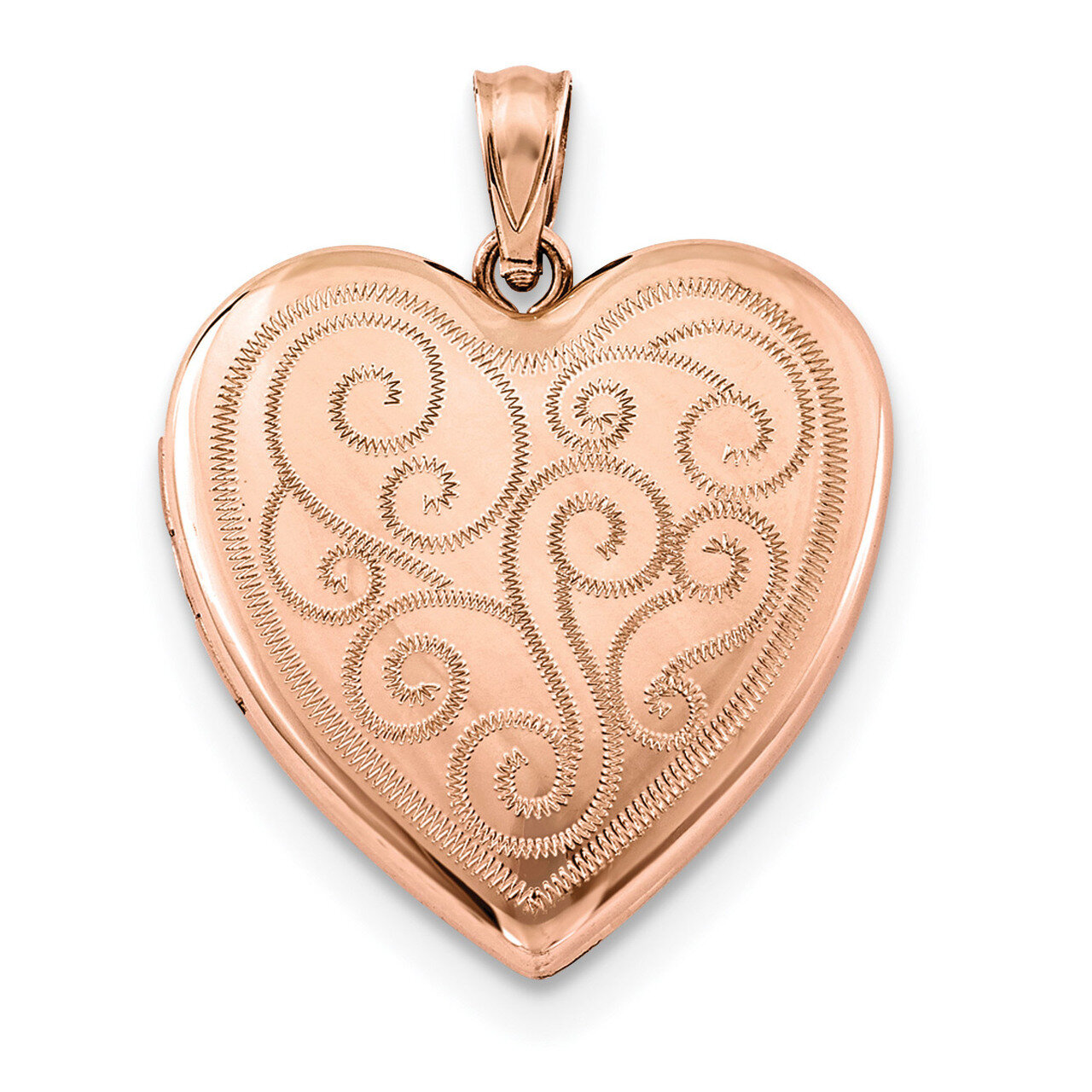 24mm Swirl Design Heart Locket Sterling Silver Rose Gold-plated QLS751