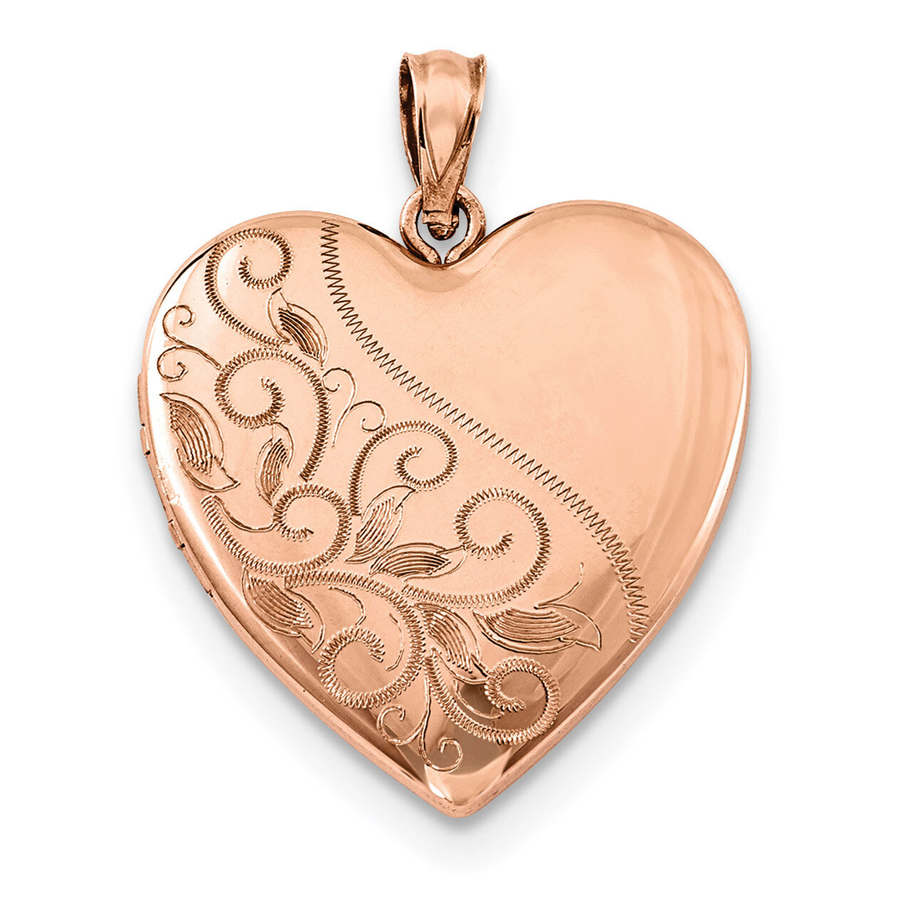 24mm Scrolled Heart Family Locket Sterling Silver Rose Gold-plated QLS753
