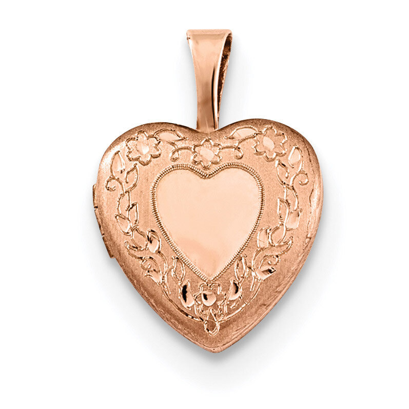 Flower Border 12mm Heart Locket Sterling Silver Rose Gold-plated QLS755