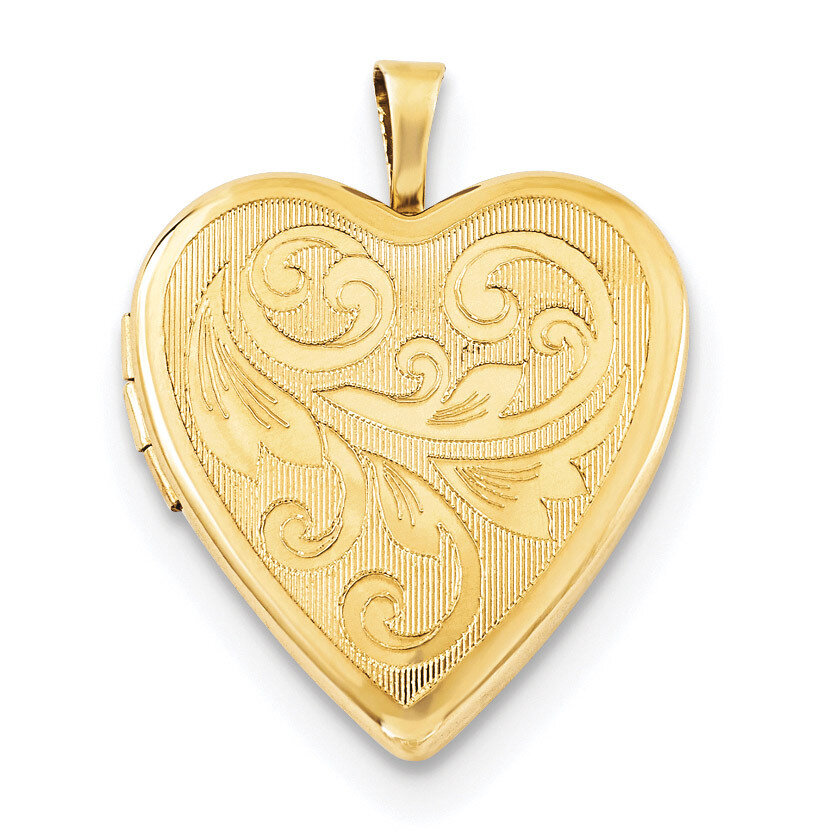 20mm Gold Plated Textured/Polish Swirl Heart Locket Sterling Silver QLS764