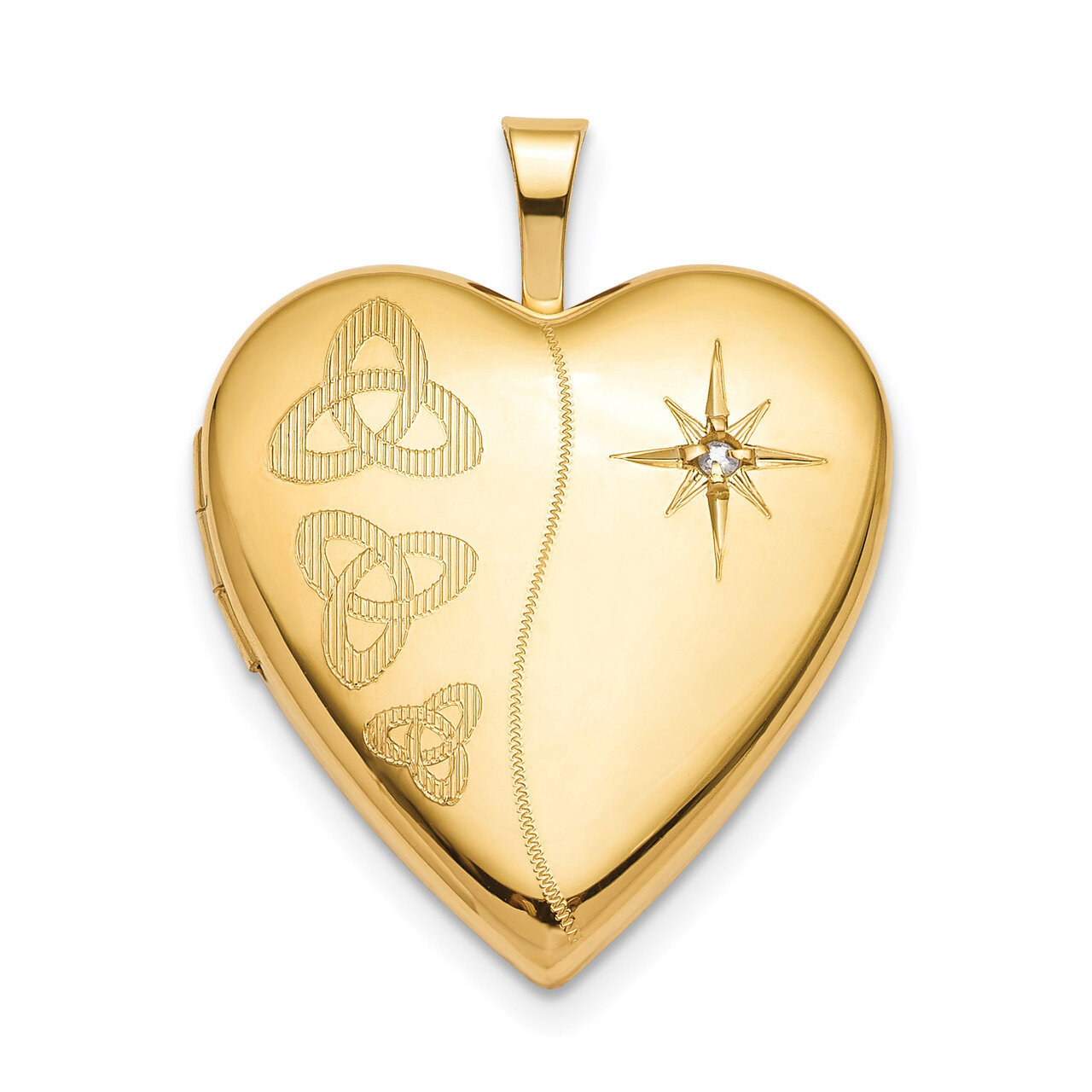 20mm Diamond Trinity Heart Locket Sterling Silver Gold-plated QLS796