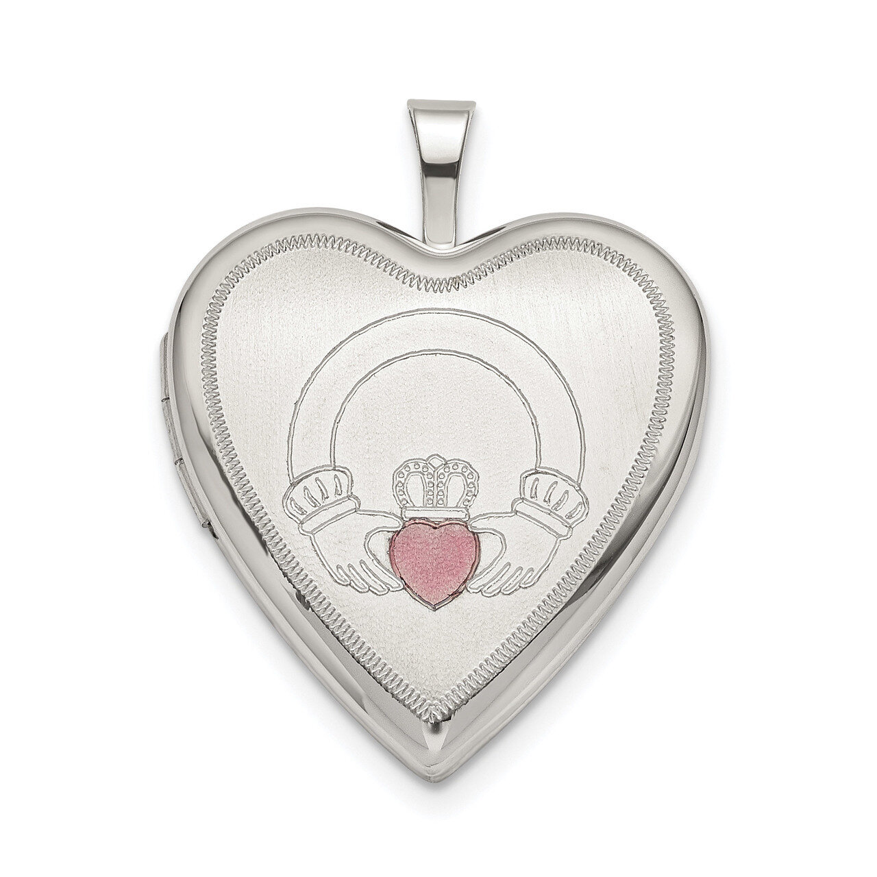 20mm Pink Enamel Claddagh Heart Locket Sterling Silver QLS801, MPN: QLS801, 883957928678