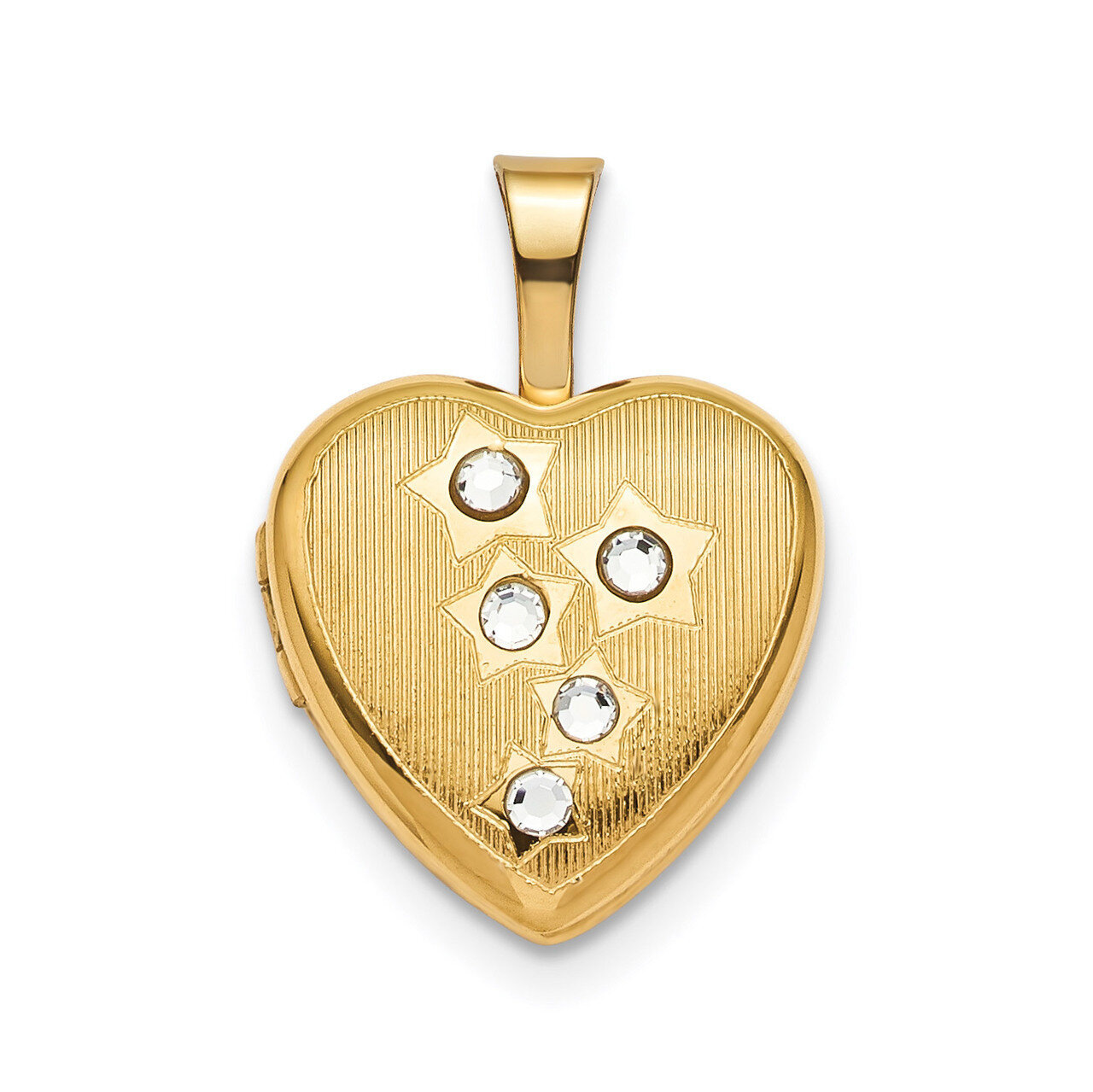 12mm Star CZ Diamond Heart Locket Sterling Silver Gold-plated QLS802