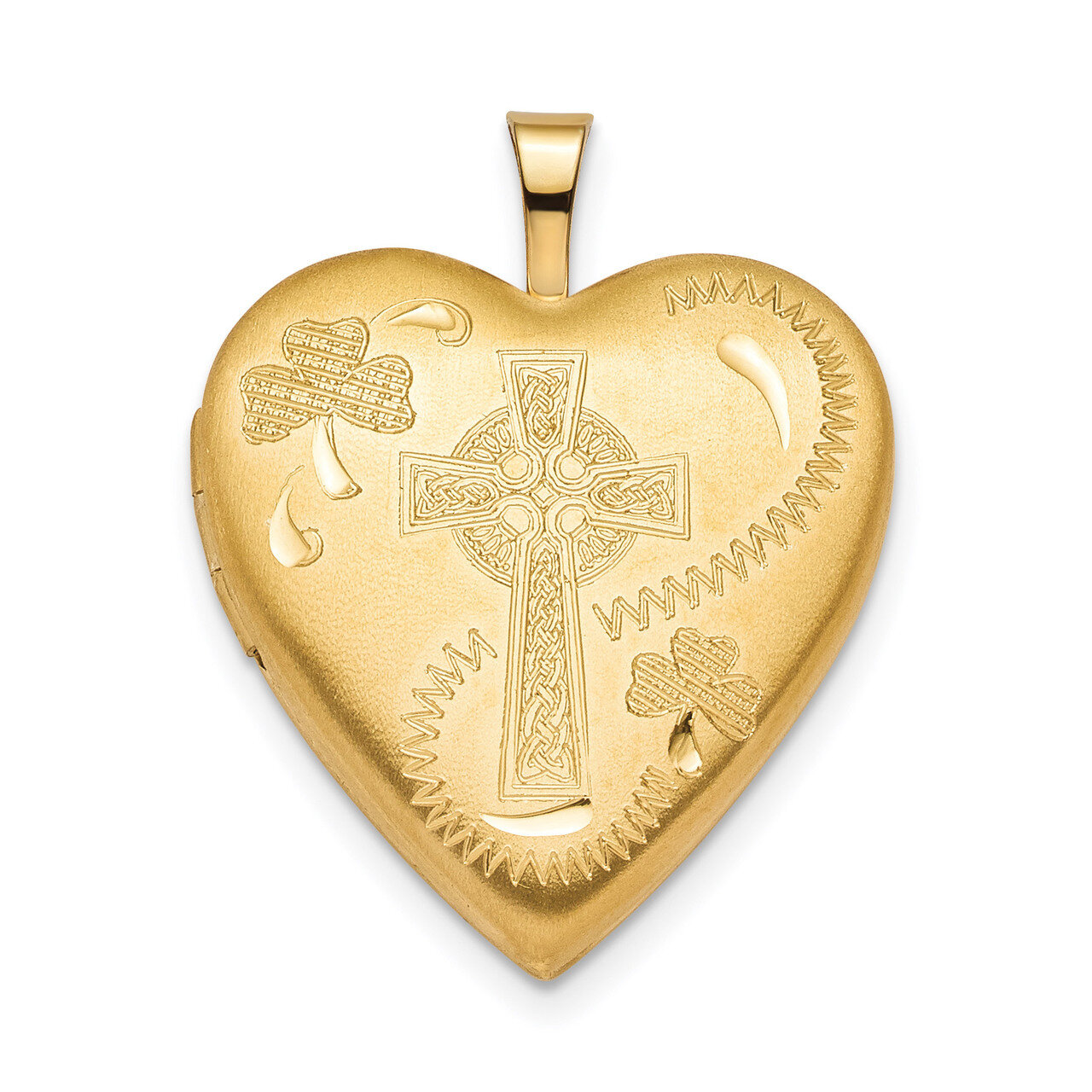 20mm Clover & Cross Heart Locket Sterling Silver Gold-plated QLS804