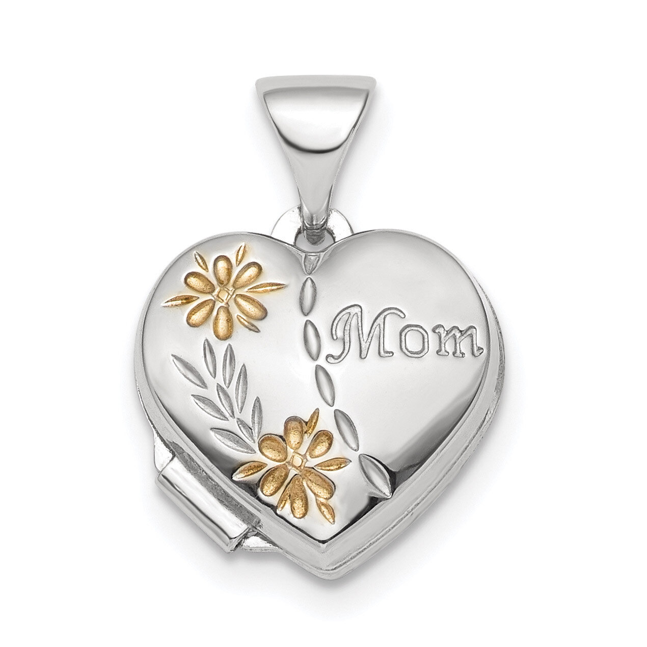 Gold-tone Floral Mom Heart Locket Sterling Silver Rhodium-plated QLS816, MPN: QLS816, 886774056012