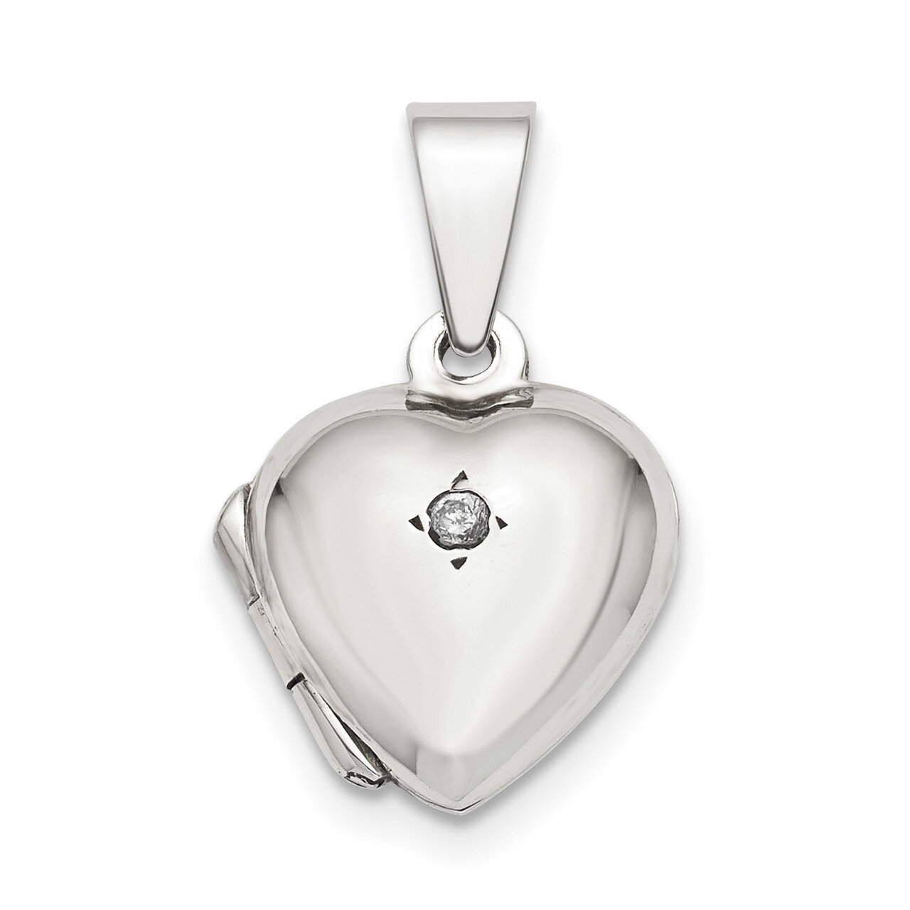 CZ Diamond Heart Locket Sterling Silver QLS827, MPN: QLS827, 886774117737