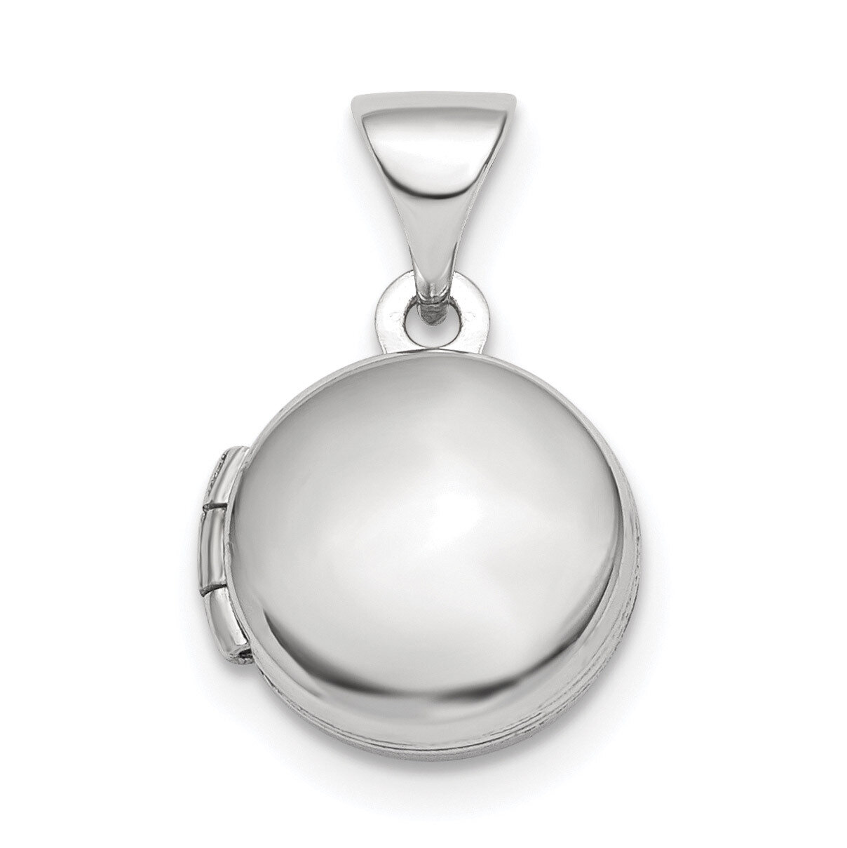 Domed 10mm Round Locket Sterling Silver Rhodium-plated Polished QLS839, MPN: QLS839, 886774093505