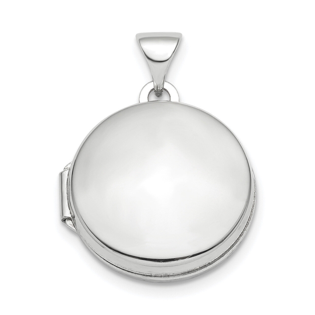 Domed 16mm Round Locket Sterling Silver Rhodium-plated Polished QLS840