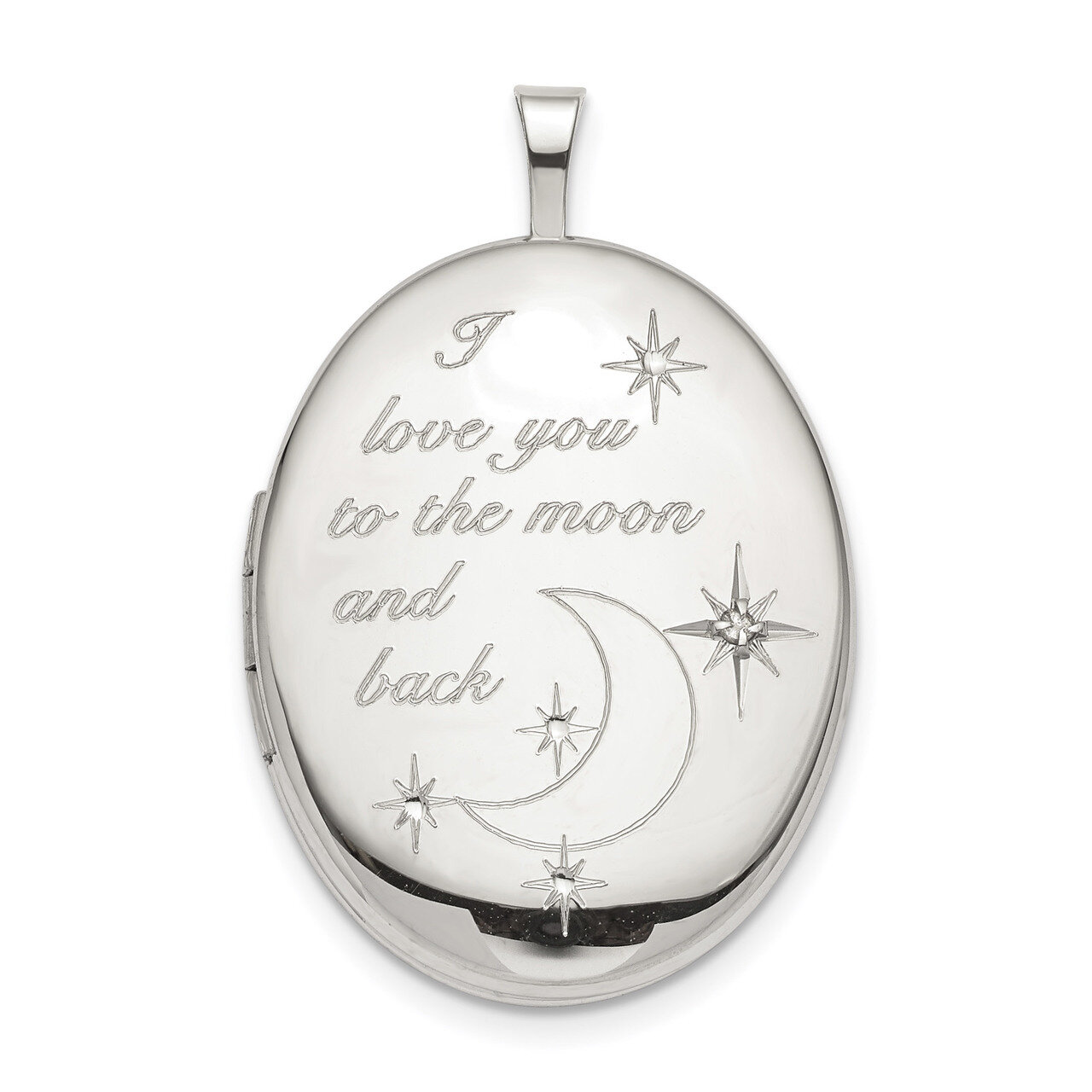20mm LOVE TO THE MOON Diamond Oval Locket Sterling Silver QLS850