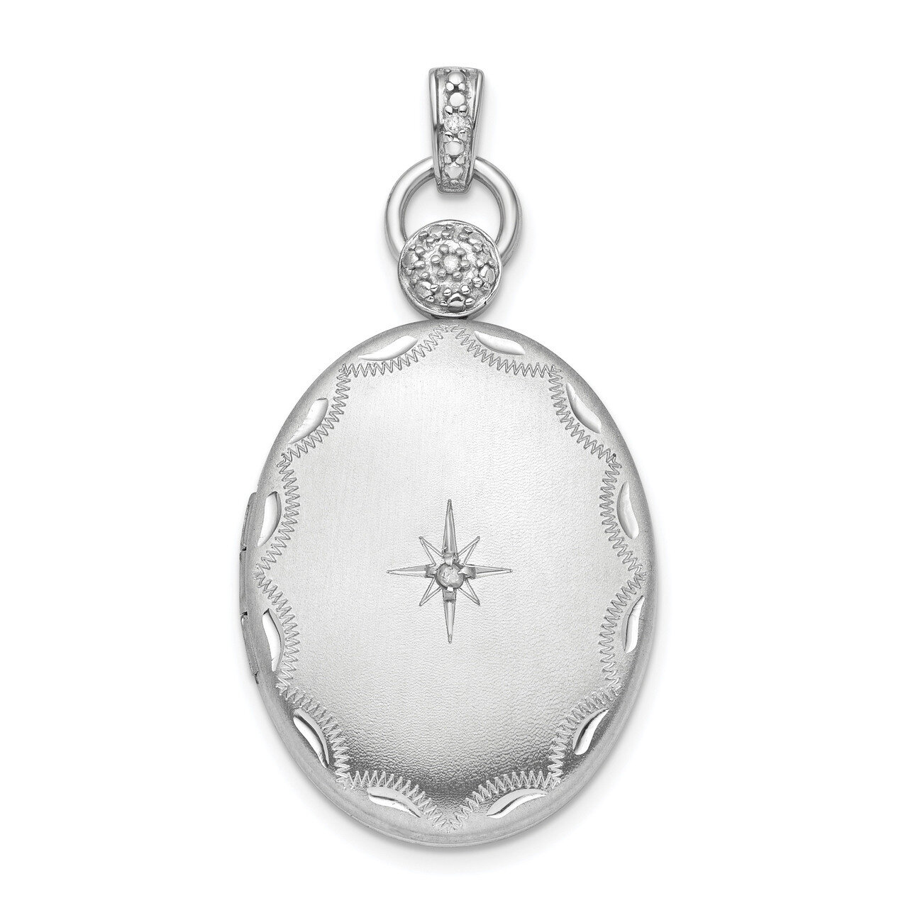 26mm Diamond Accented Diamond-cut Locket Sterling Silver Rhodium QLS853, MPN: QLS853, 886774116020