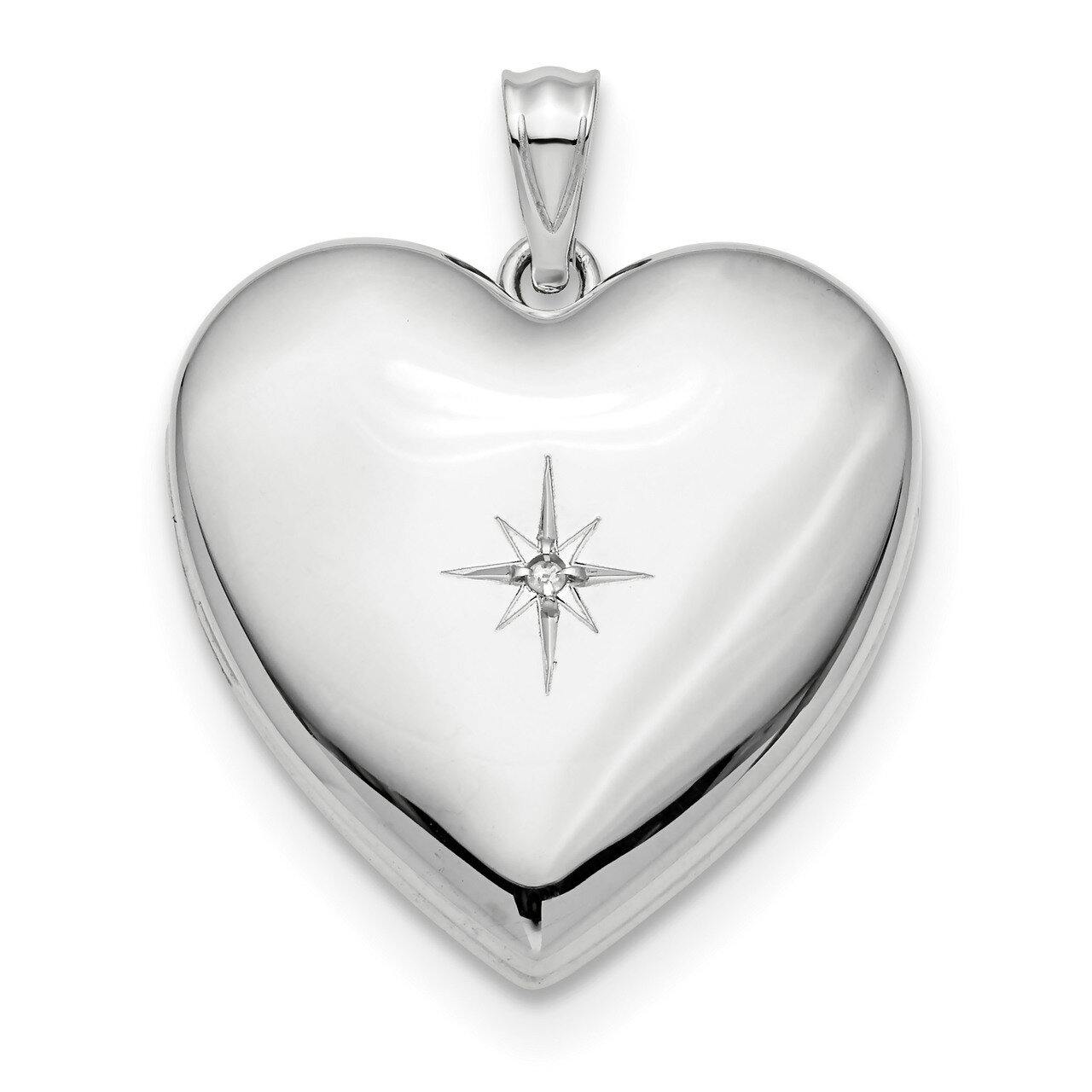 24mm with Diamond Star Design Ash Holder Heart Locket Sterling Silver Rhodium-plated QLS867, MPN: Q…