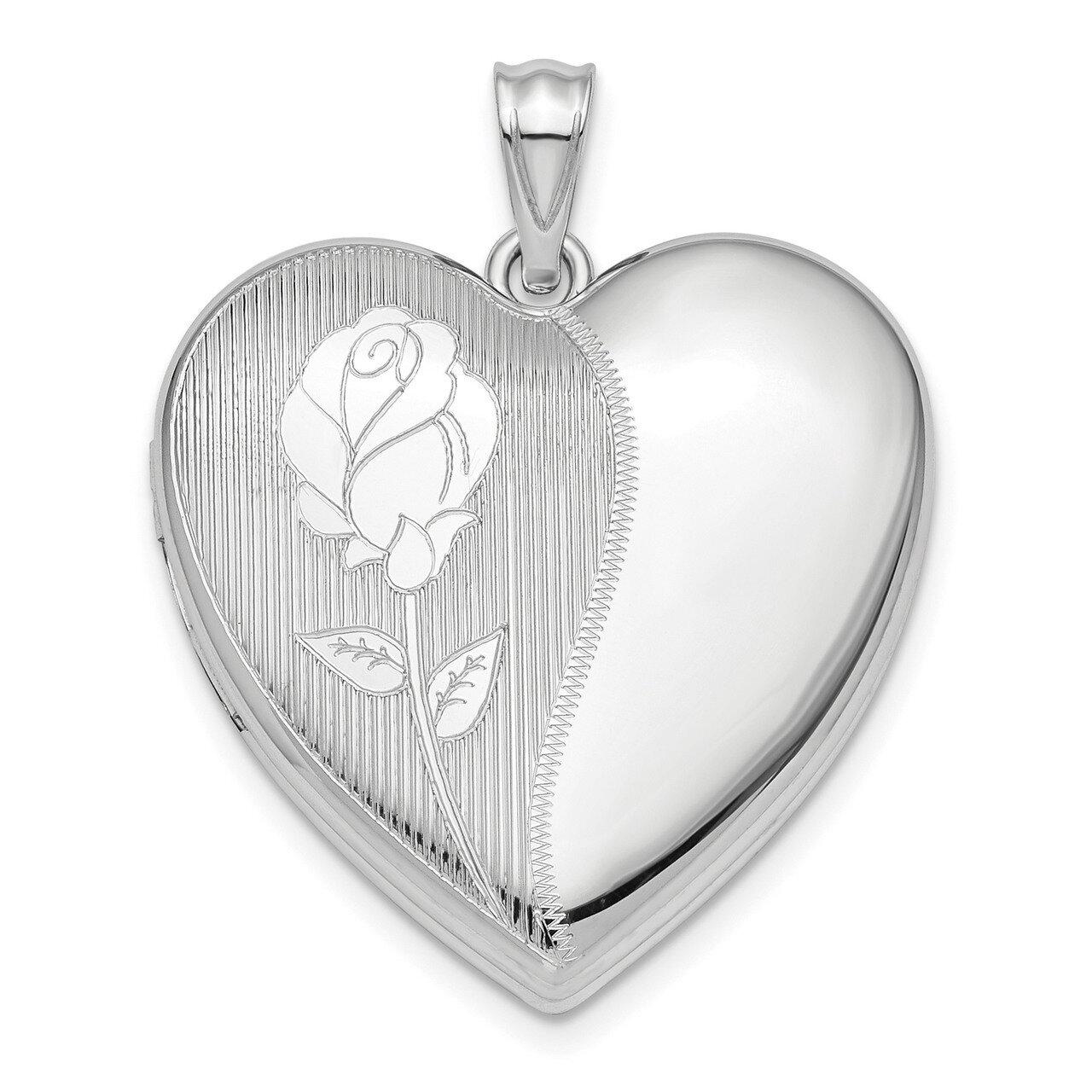 Flower Ash Holder Heart Locket Sterling Silver Rhodium-plated QLS876