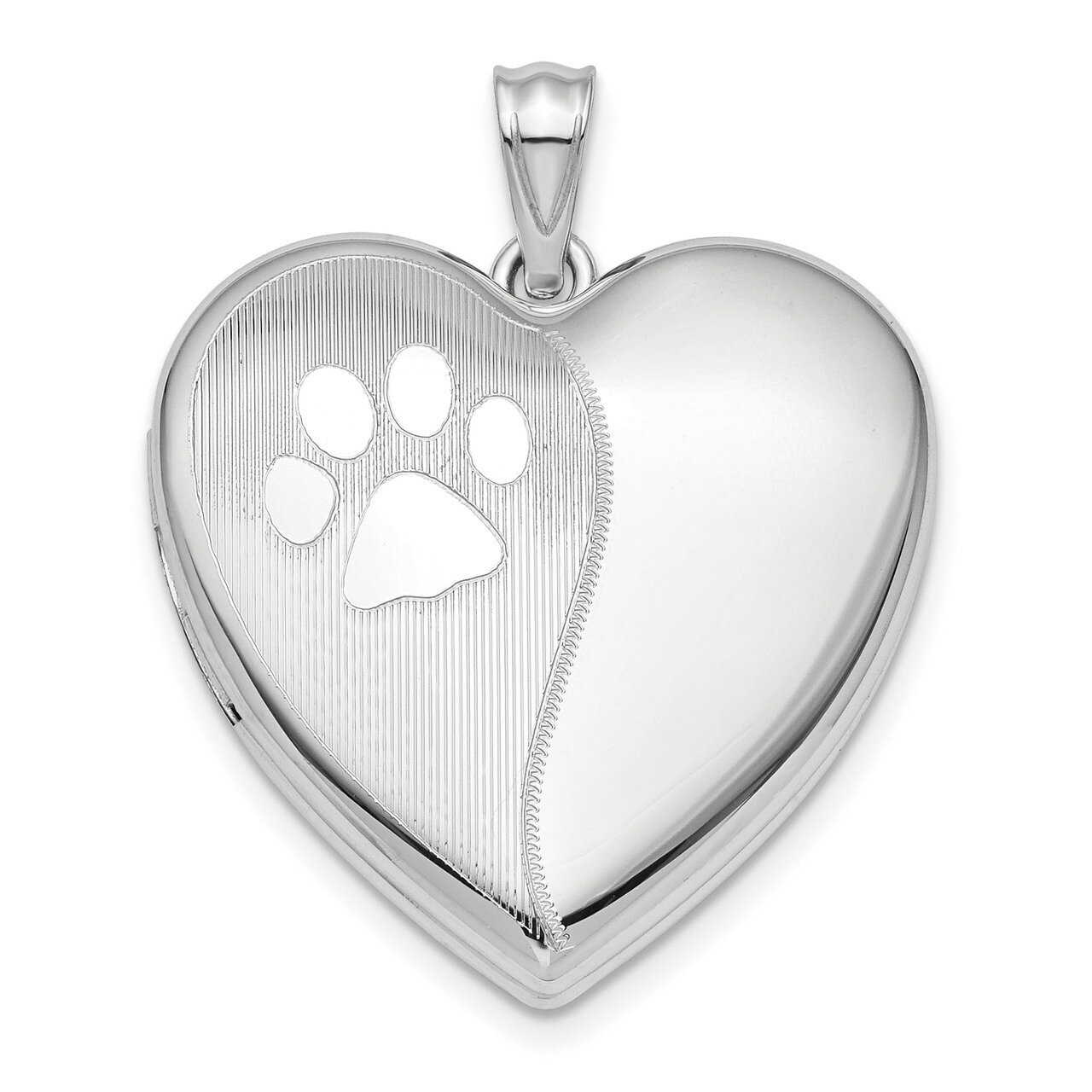 Satin & Polished Paw Prints Ash Holder Heart Sterling Silver Rhodium-plated QLS879