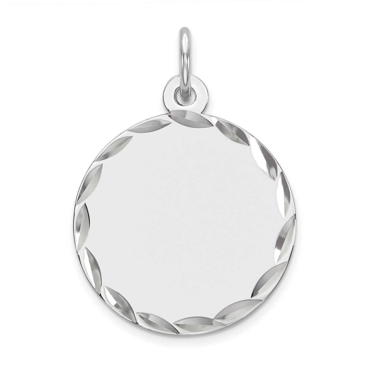 Engravable Rnd Polish Front Back Disc Charm Sterling Silver Rhodium-plated QM381/18P, MPN: QM381/18…