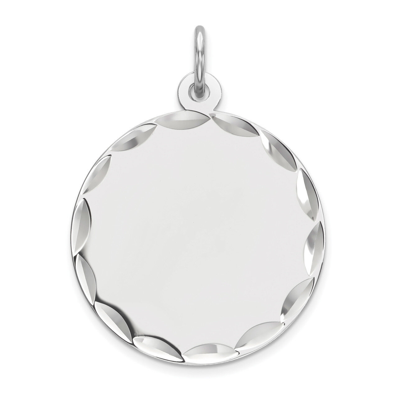 Engravable Rnd Polish Front Satin Back Disc Charm Sterling Silver Rhodium-plated QM382/35, MPN: QM3…