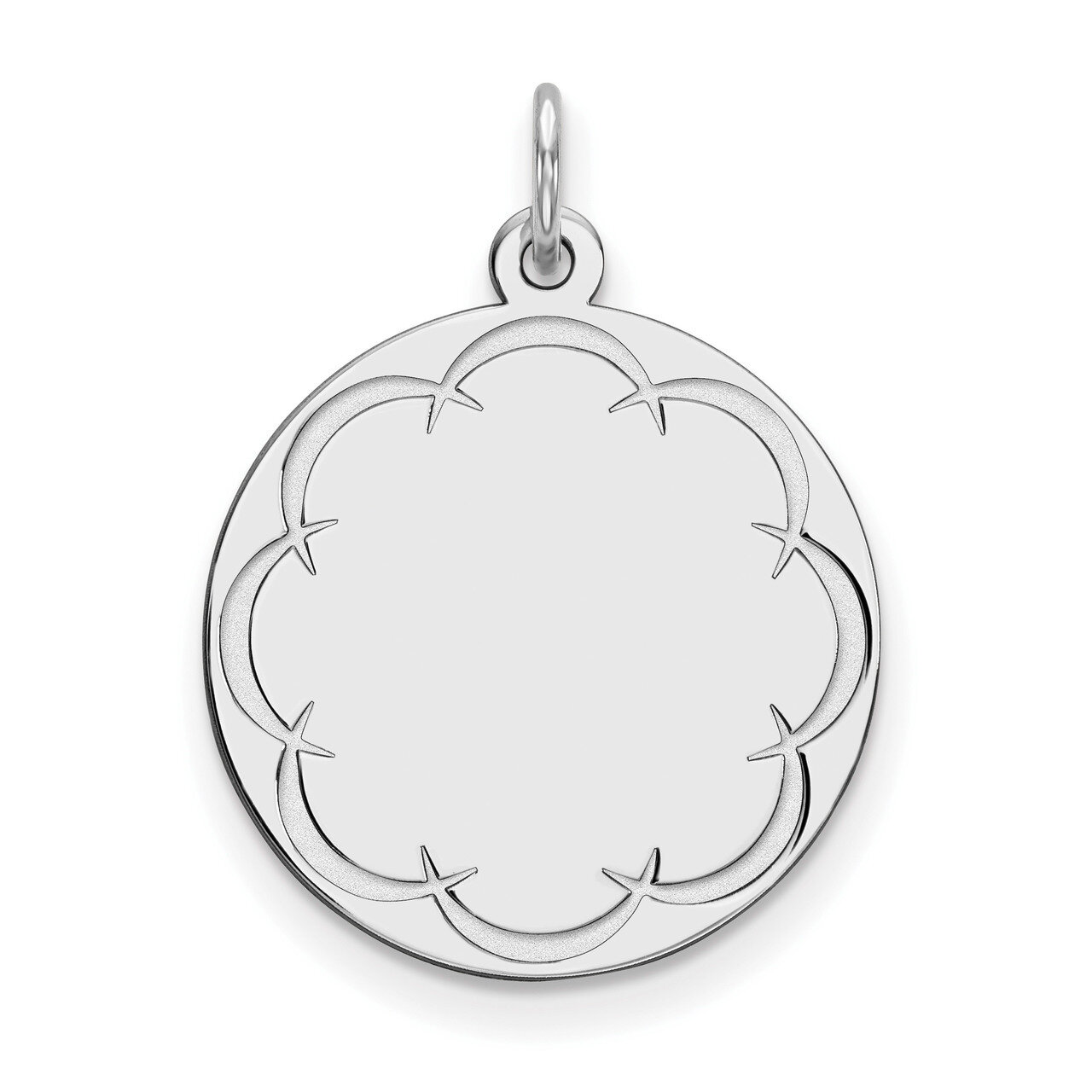 Engravable Rnd Polish Front Satin Back Disc Charm Sterling Silver Rhodium-plated QM383/27, MPN: QM3…