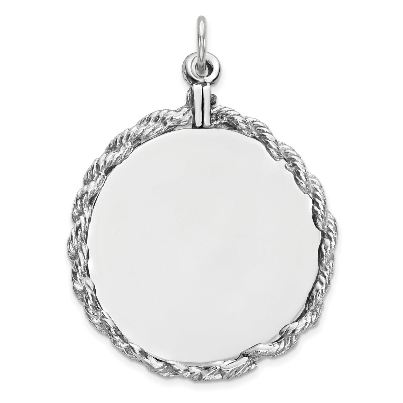 Engravable Round with Rope Polished Front Back Disc Sterling Silver QM386/18P, MPN: QM386/18P, 8839…