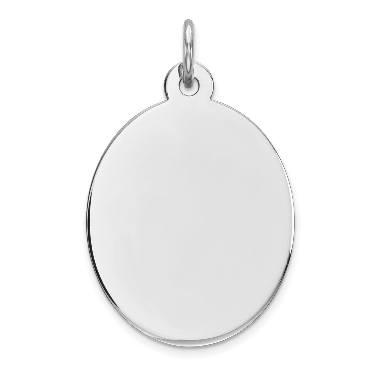 Engravable Oval Polish Front Back Disc Charm Sterling Silver Rhodium QM453/18P