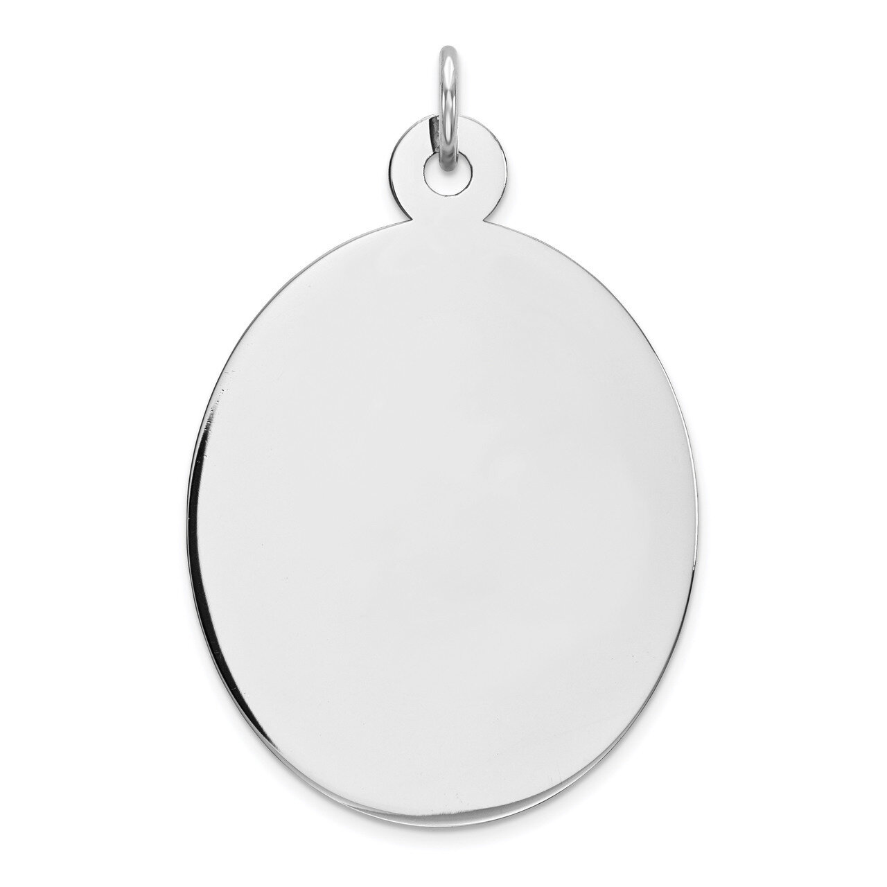 Engravable Oval Polish Front Satin Back Disc Charm Sterling Silver Rhodium QM454/50