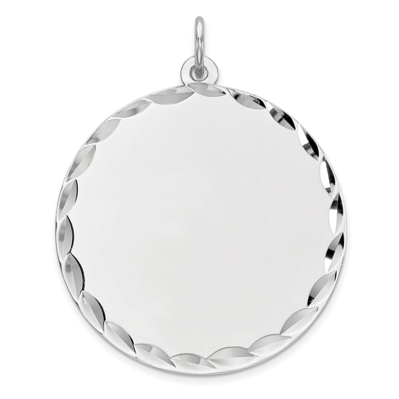 Engravable Round Polished Front Back Disc Charm Sterling Silver Rhodium-plated QM498/18P
