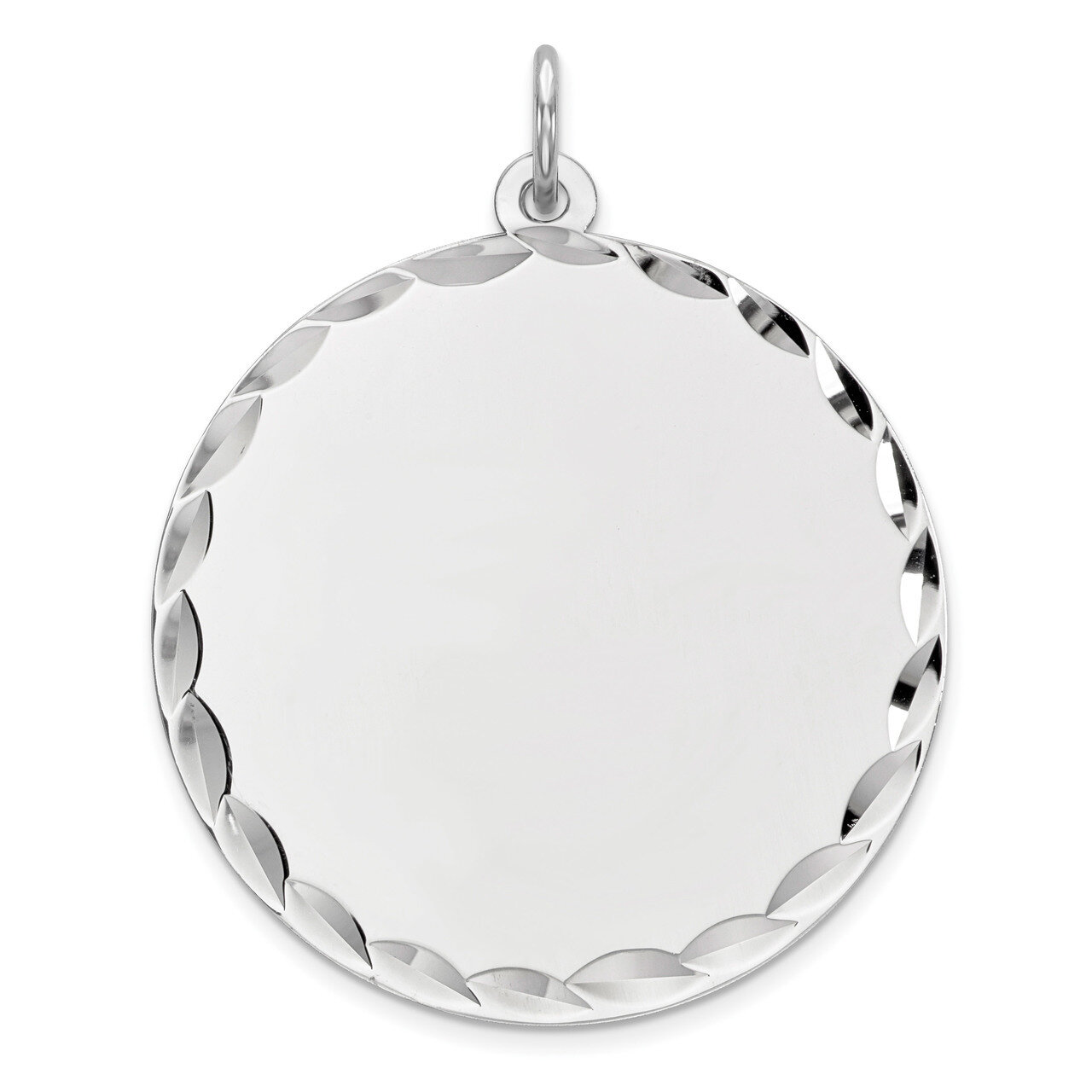 Engravable Rnd Polish Front Satin Back Disc Charm Sterling Silver Rhodium-plated QM498/27, MPN: QM4…