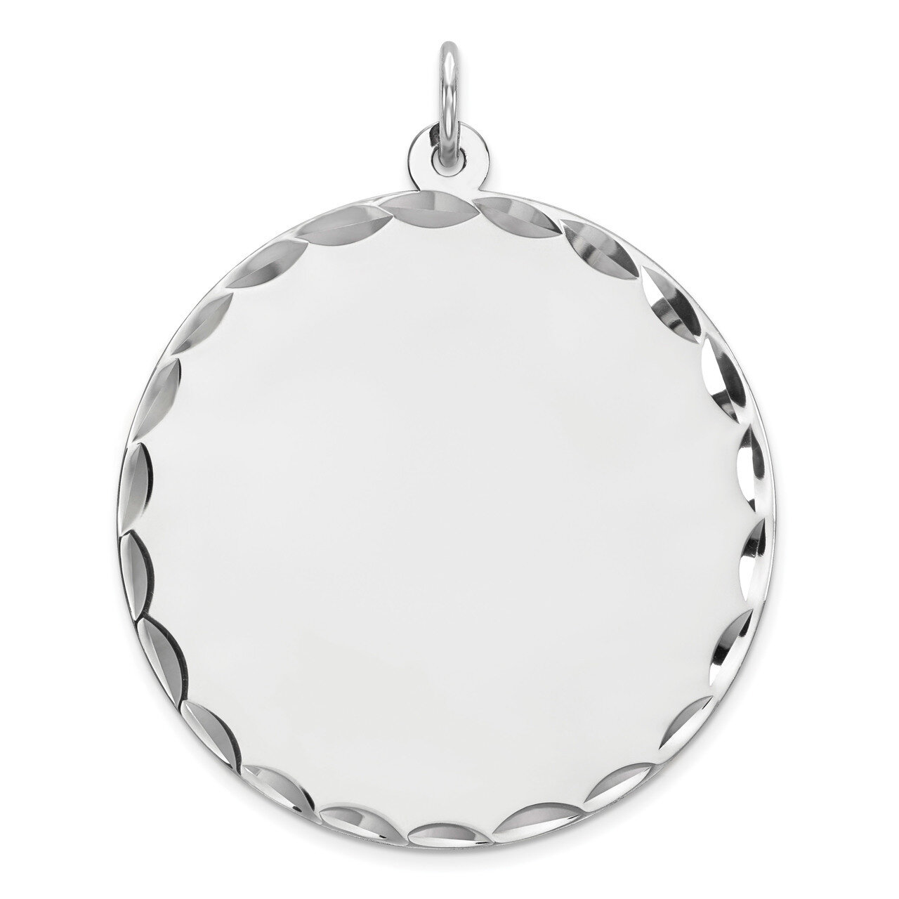 Engravable Rnd Polish Front Satin Back Disc Charm Sterling Silver Rhodium-plated QM499/27, MPN: QM4…