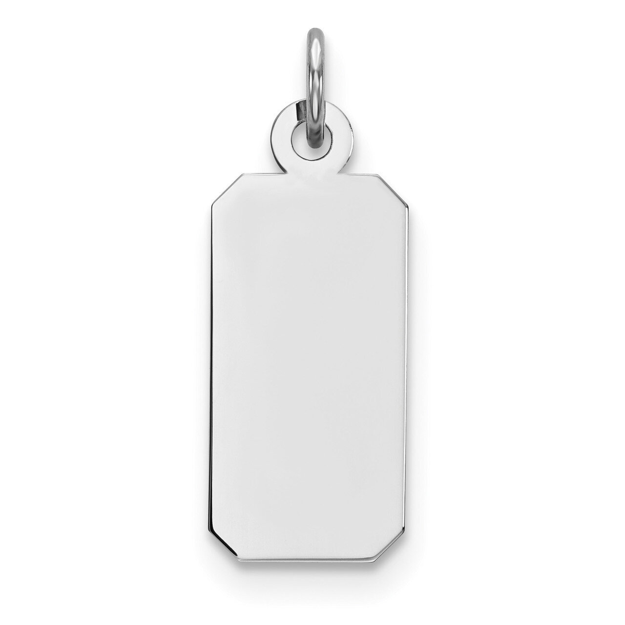 Engravable Rect. Polish Front Satin Back Disc Charm Sterling Silver Rhodium QM510/27, MPN: QM510/27,