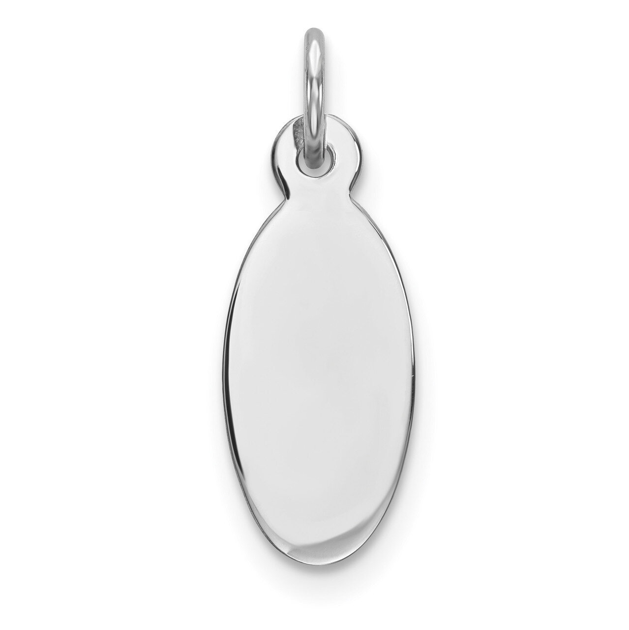 Engravable Oval Polish Front Satin Back Disc Charm Sterling Silver Rhodium QM513/27