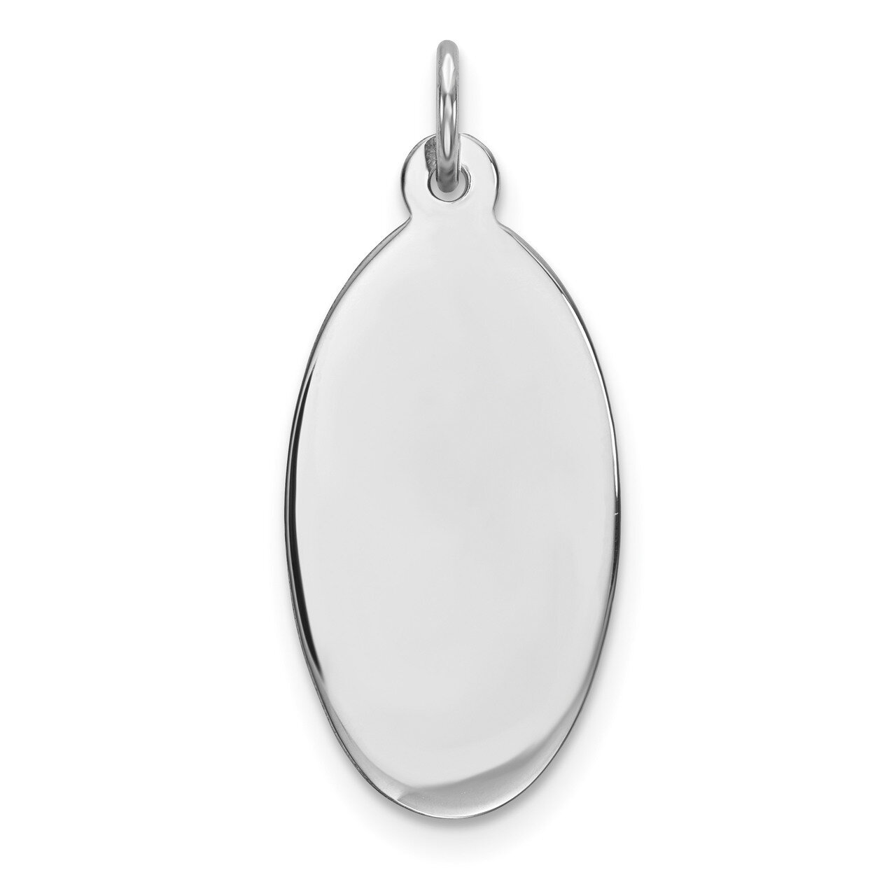 Engravable Oval Polish Front Satin Back Disc Charm Sterling Silver Rhodium QM514/27