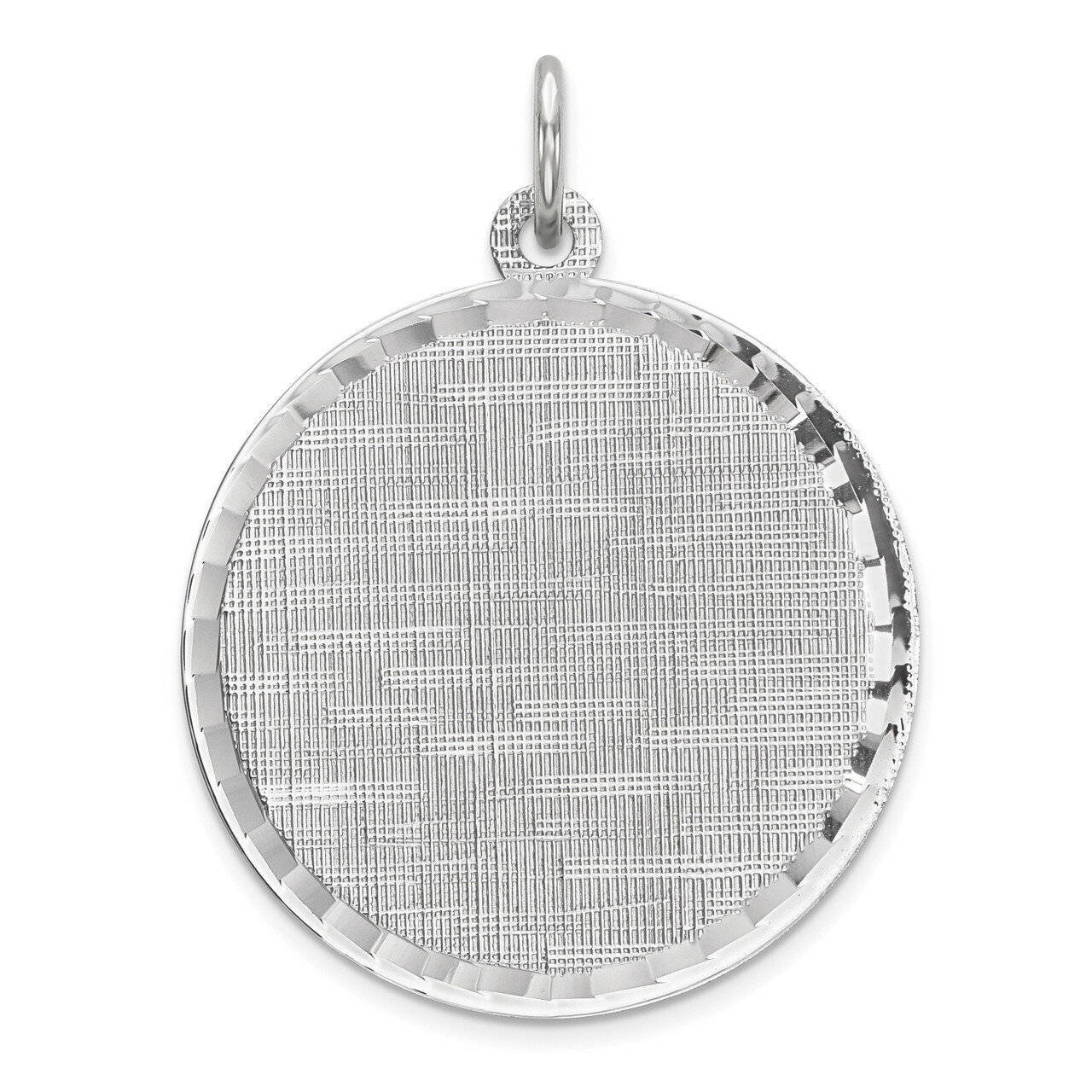 Engravable Rnd Patterned Polish Front Satin Back Disc Sterling Silver Rhodium-plated QM518/18, MPN:…