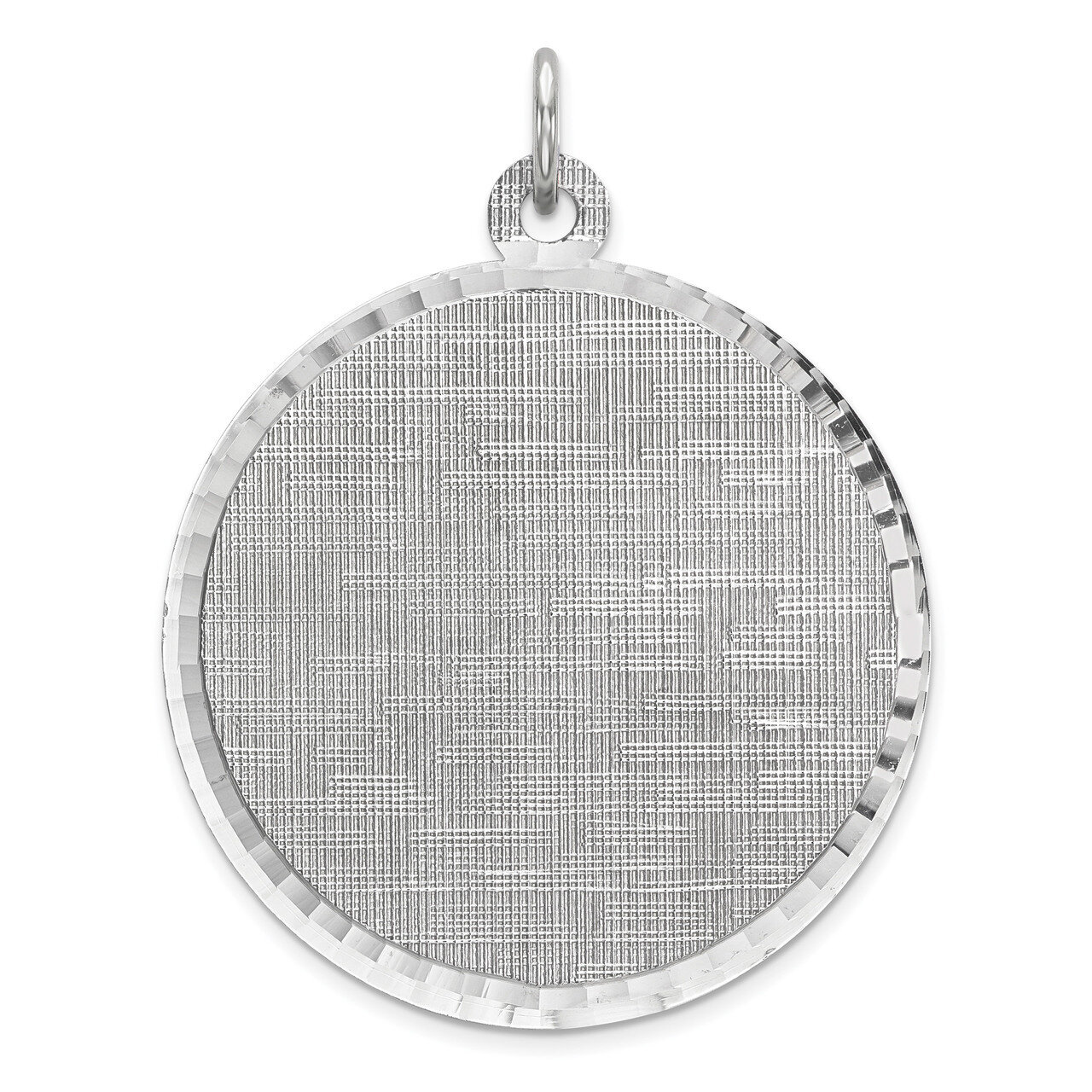 Engravable Rnd Patterned Polish Front Satin Back Disc Sterling Silver Rhodium-plated QM519/18, MPN:…