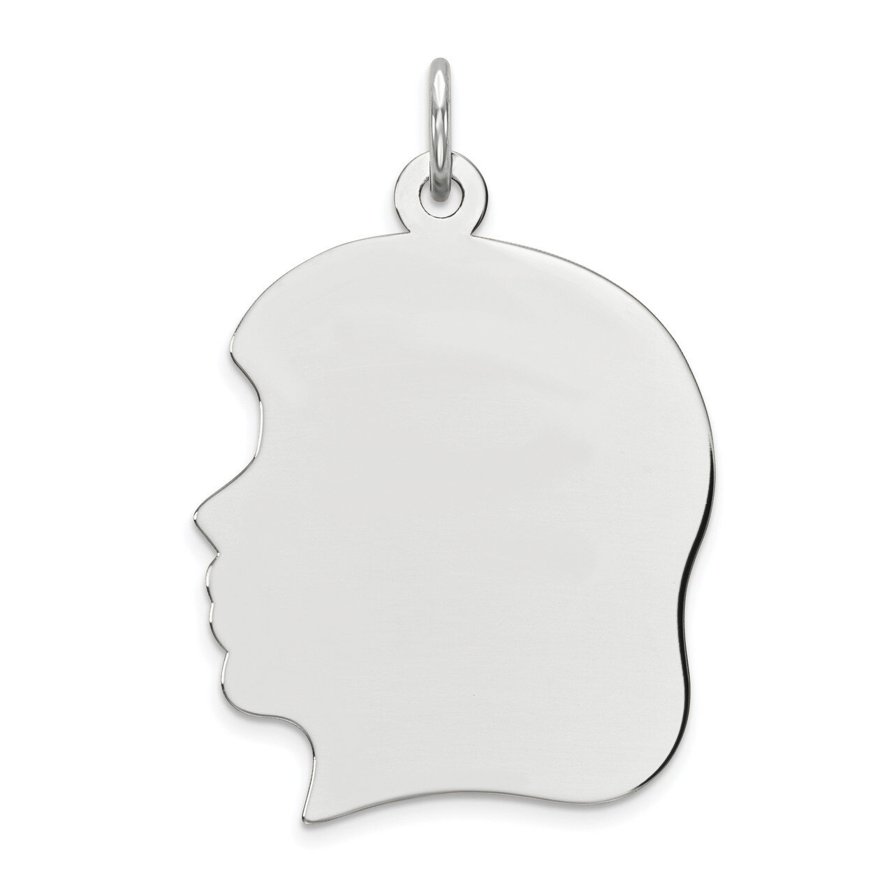 Engravable Girl Polished Front Satin Back Disc Charm Sterling Silver Rhodium QM522/27