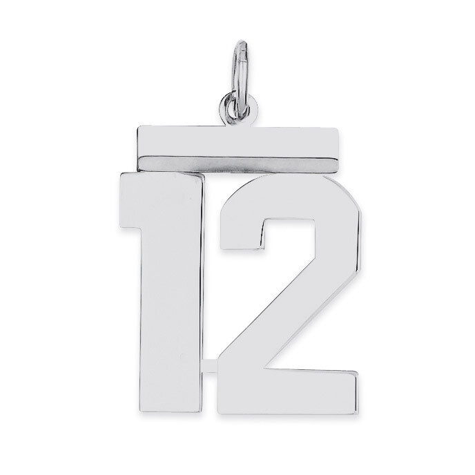 Pendant Number 12 Polished Sterling Silver Medium QMS12, MPN: QMS12, 191101277856