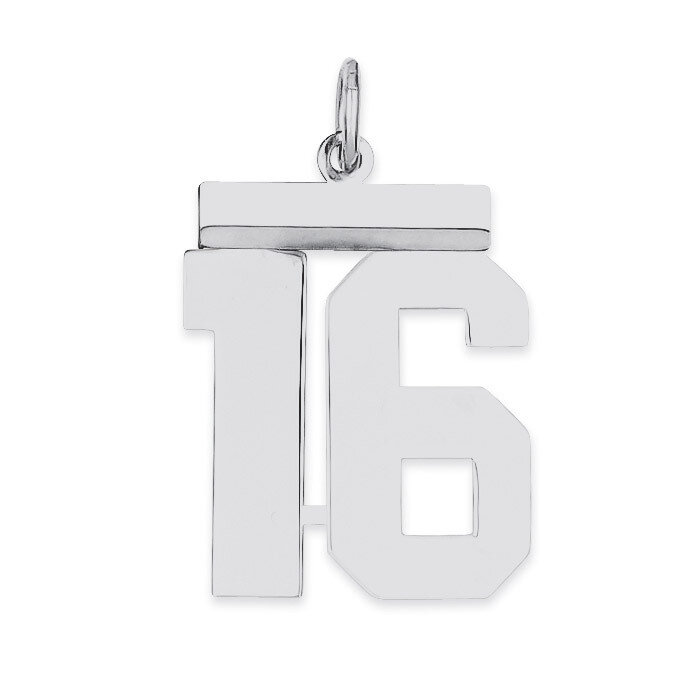 Pendant Number 16 Polished Sterling Silver Medium QMS16, MPN: QMS16, 191101277894