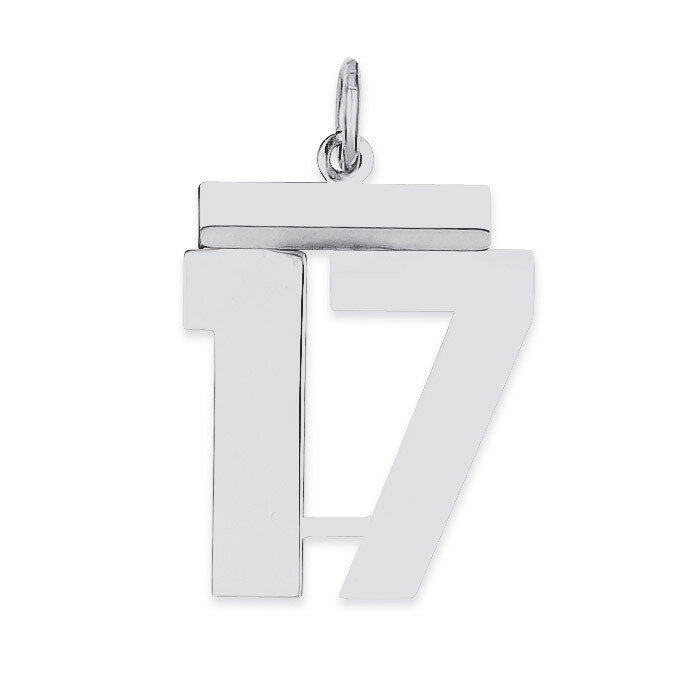 Pendant Number 17 Polished Sterling Silver Medium QMS17, MPN: QMS17, 191101277900