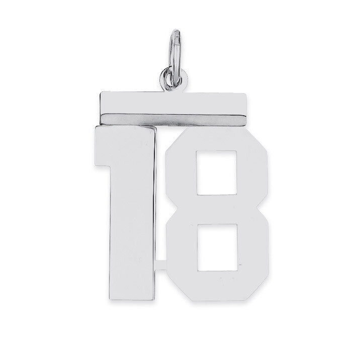 Pendant Number 18 Polished Sterling Silver Medium QMS18, MPN: QMS18, 191101277917