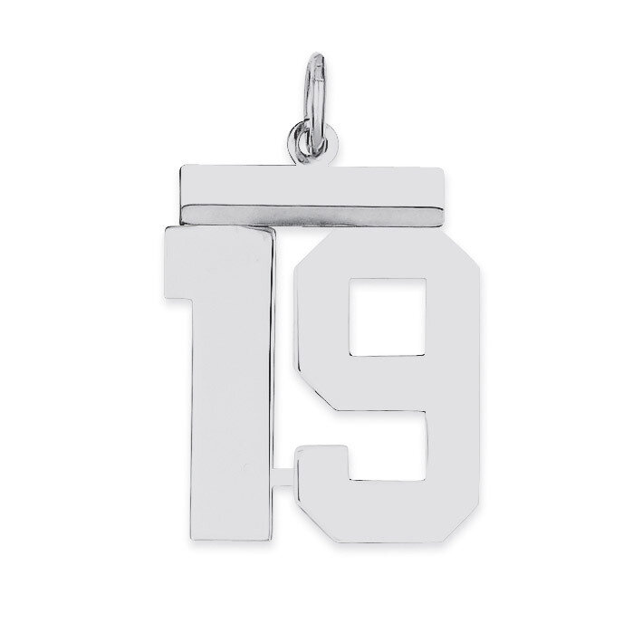Pendant Number 19 Polished Sterling Silver Medium QMS19, MPN: QMS19, 191101277924