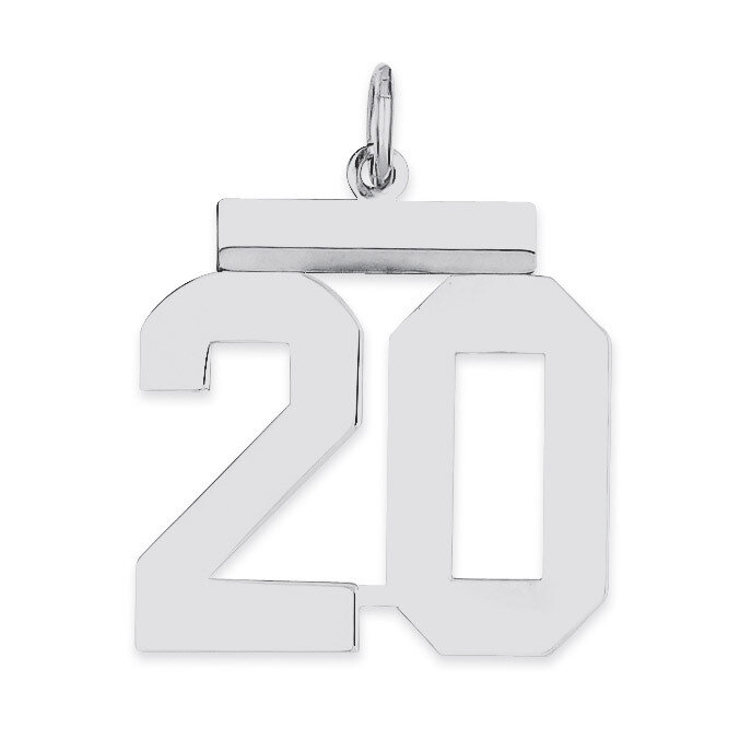 Pendant Number 20 Polished Sterling Silver Medium QMS20, MPN: QMS20, 191101277931