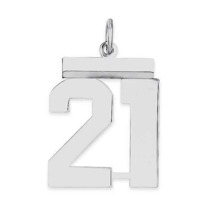 Pendant Number 21 Polished Sterling Silver Medium QMS21, MPN: QMS21, 191101277948