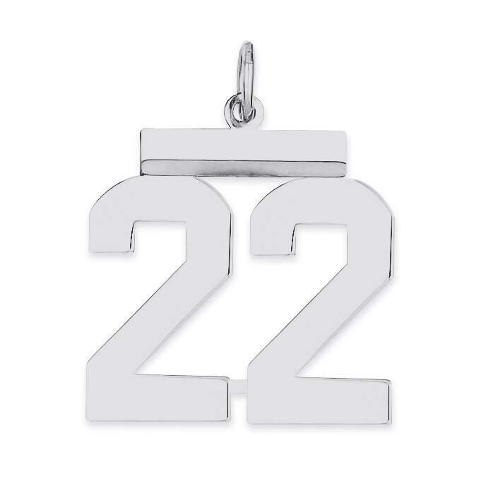 Pendant Number 22 Polished Sterling Silver Medium QMS22