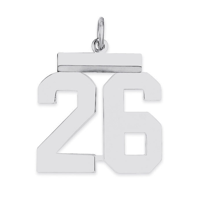 Pendant Number 26 Polished Sterling Silver Medium QMS26, MPN: QMS26, 191101277986