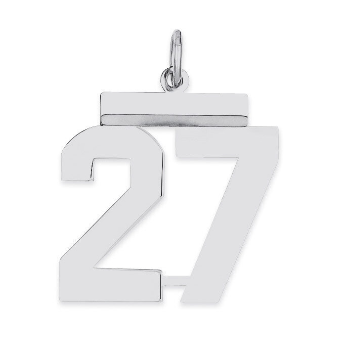 Pendant Number 27 Polished Sterling Silver Medium QMS27, MPN: QMS27, 191101277993