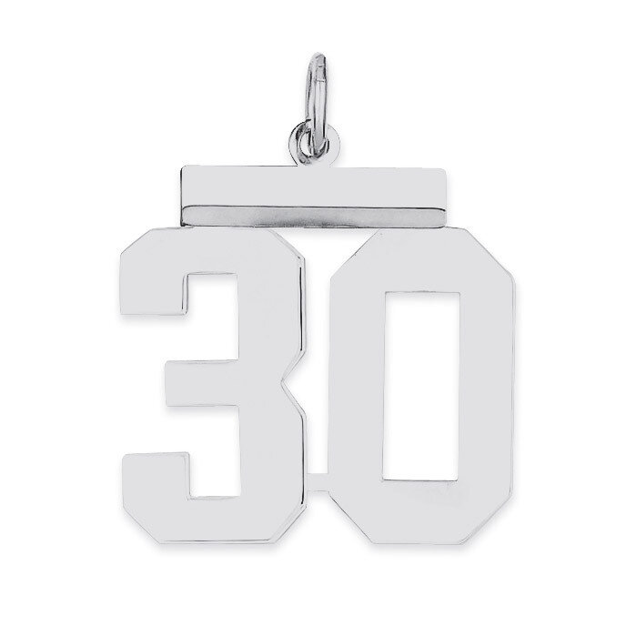 Pendant Number 30 Polished Sterling Silver Medium QMS30, MPN: QMS30, 191101278020